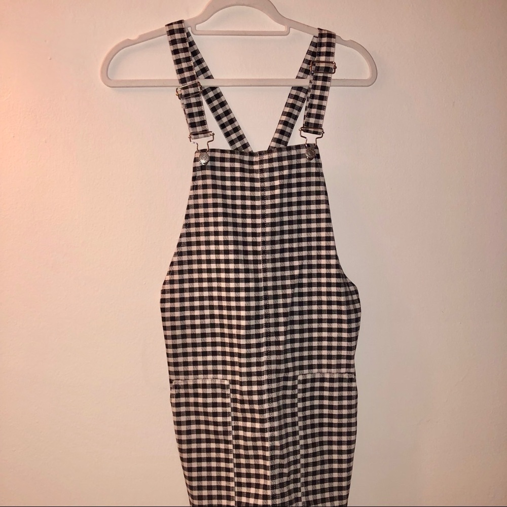 Checkered overall dress